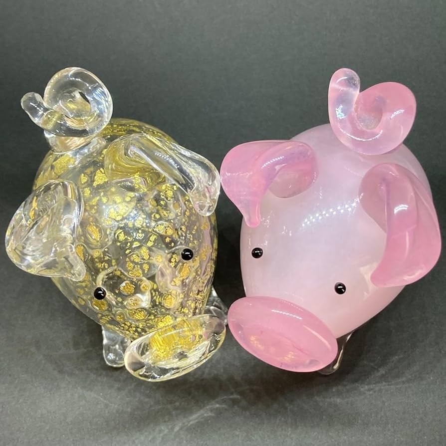 Amazon.co.jp: 北一硝子 KITAICHI GLASS 縁起物 ピンク＆金粉